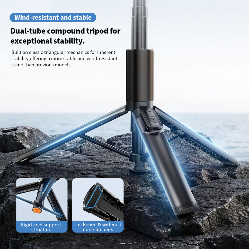 K60 All-in-One Multifunctional Selfie Stick, Auto Open Tripod, Portable Lightweight Extendable Phone Selfie Stick for Shooting Vlog