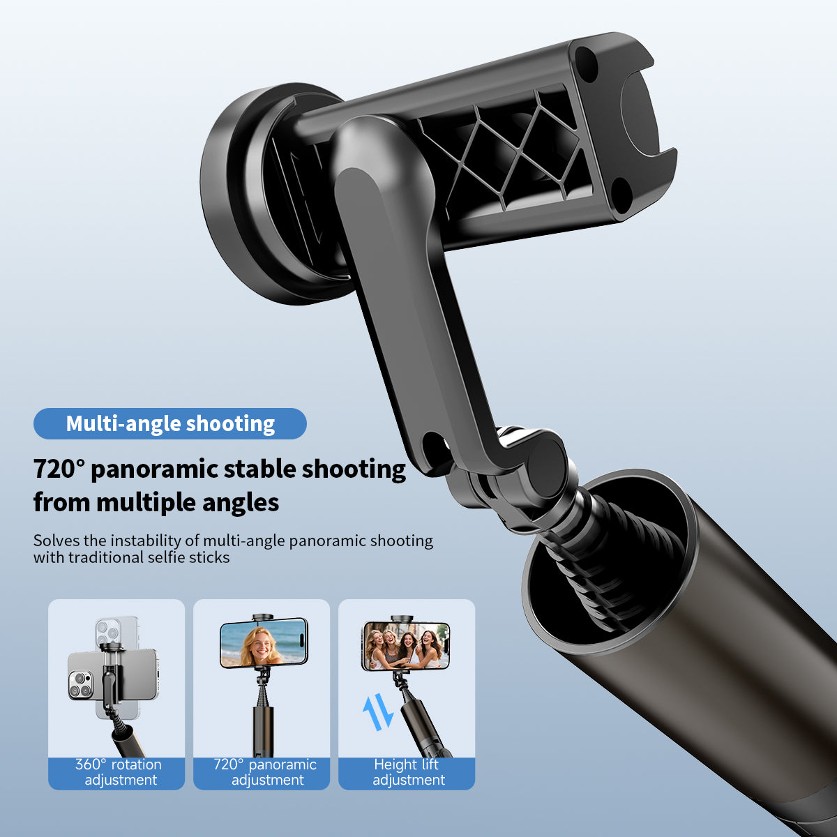 K60 All-in-One Multifunctional Selfie Stick, Auto Open Tripod, Portable Lightweight Extendable Phone Selfie Stick for Shooting Vlog