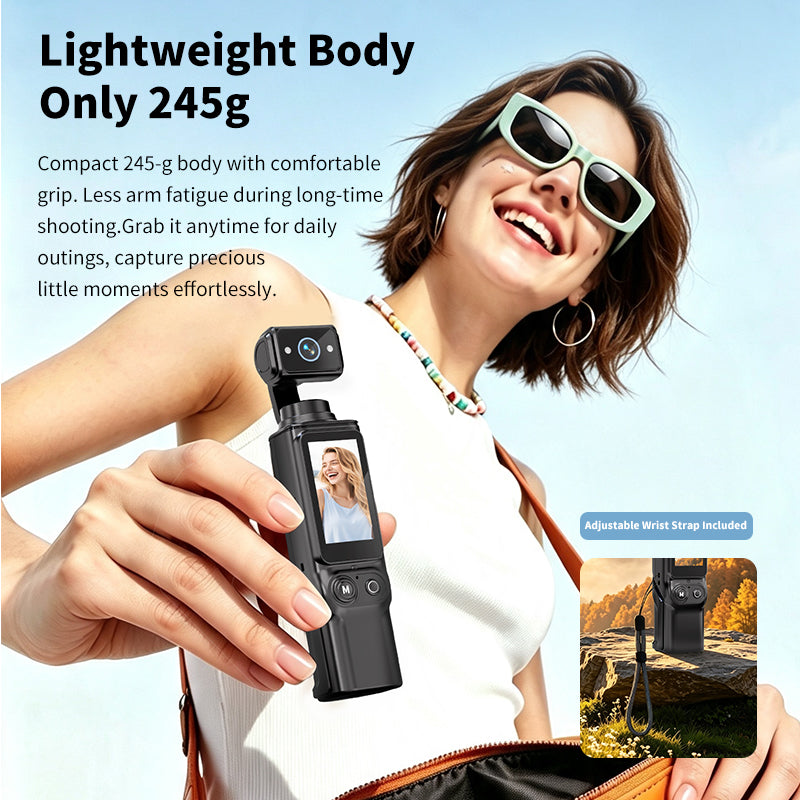 D11 Handheld Action Camera, 2 Inch Pocket HD Video Recorder for Outdoor Sports, Vlogging & Travel Shooting