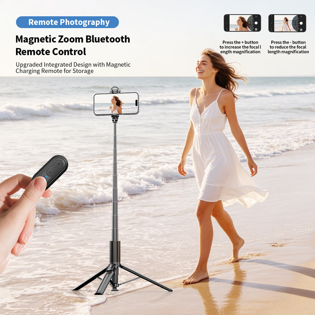 K60 All-in-One Multifunctional Selfie Stick, Auto Open Tripod, Portable Lightweight Extendable Phone Selfie Stick for Shooting Vlog