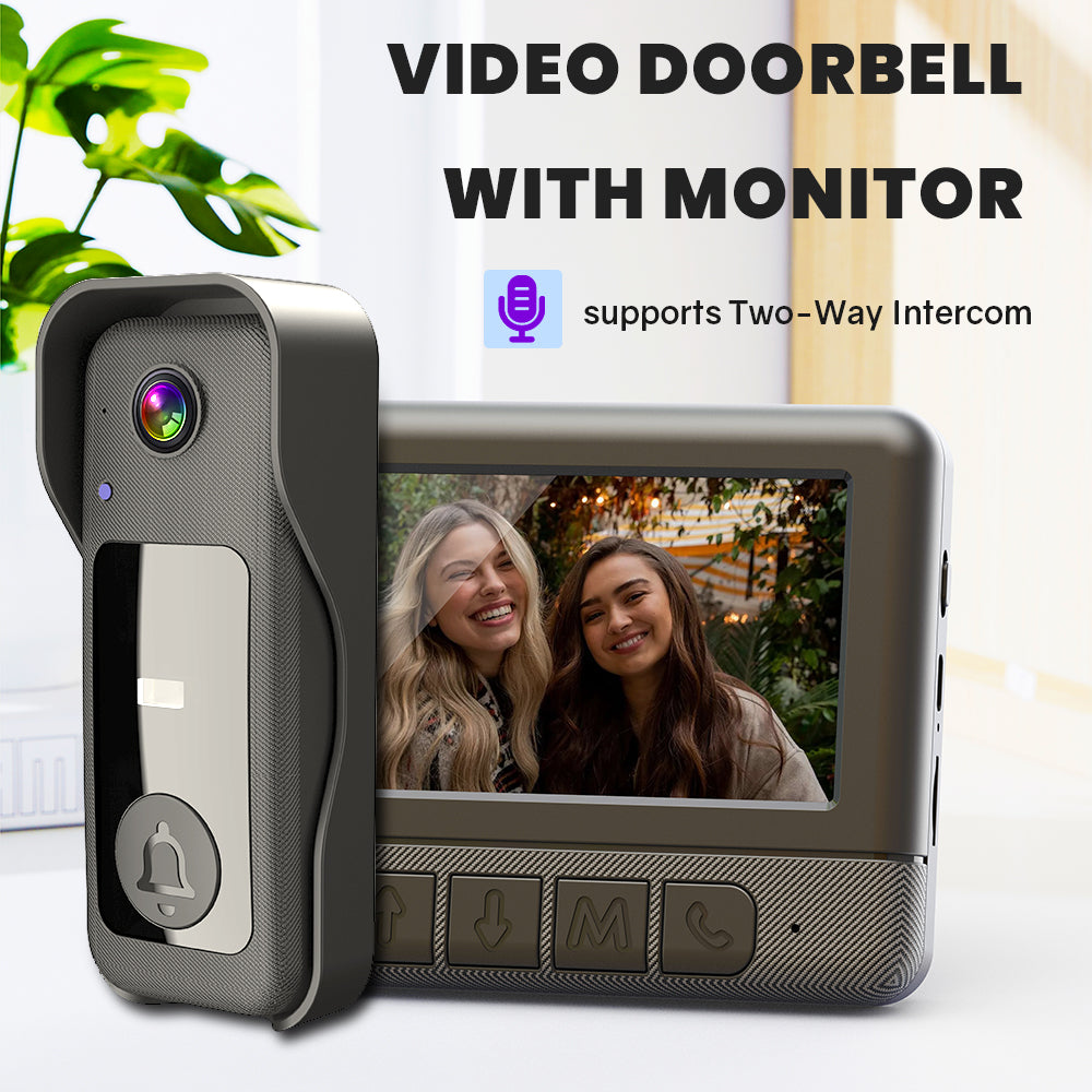 New X6 Smart Video Doorbell with 4.3" Display, Wireless Two-Way Intercom, Infrared HD Night Vision for Home Use