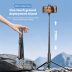 K60 All-in-One Multifunctional Selfie Stick, Auto Open Tripod, Portable Lightweight Extendable Phone Selfie Stick for Shooting Vlog