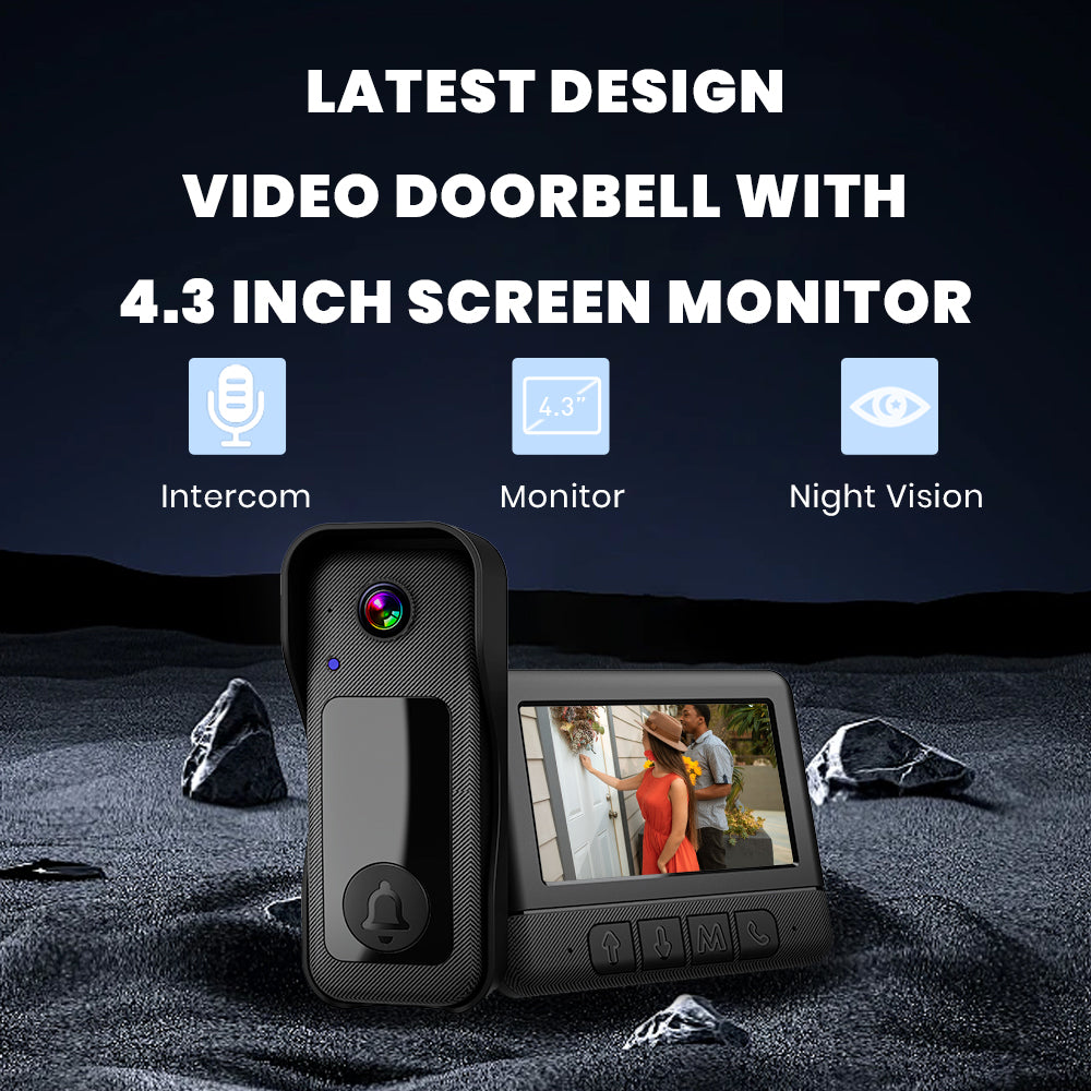 New X6 Smart Video Doorbell with 4.3" Display, Wireless Two-Way Intercom, Infrared HD Night Vision for Home Use